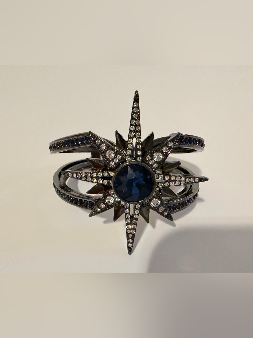 White House Black Market Black Cuff Bracelet with Blue Center Crystal